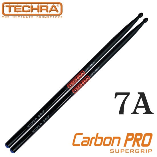 Techra 카본 프로 슈퍼 그립 시리즈 드럼 스틱 7A (Carbon Fiber)