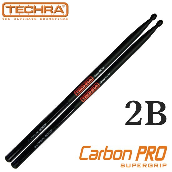 Techra 카본 프로 슈퍼 그립 시리즈 드럼 스틱 2B (Carbon Fiber)